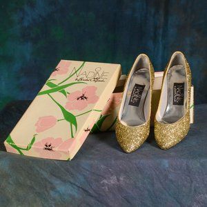 Vintage gold glitter heels